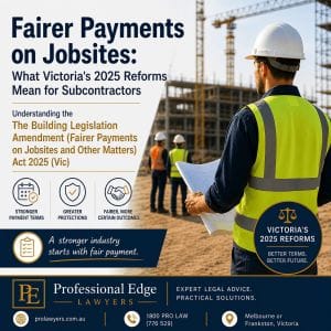 Fairer Payments on Jobsites: What Victoria’s 2025 Reforms Mean for Subcontractors
