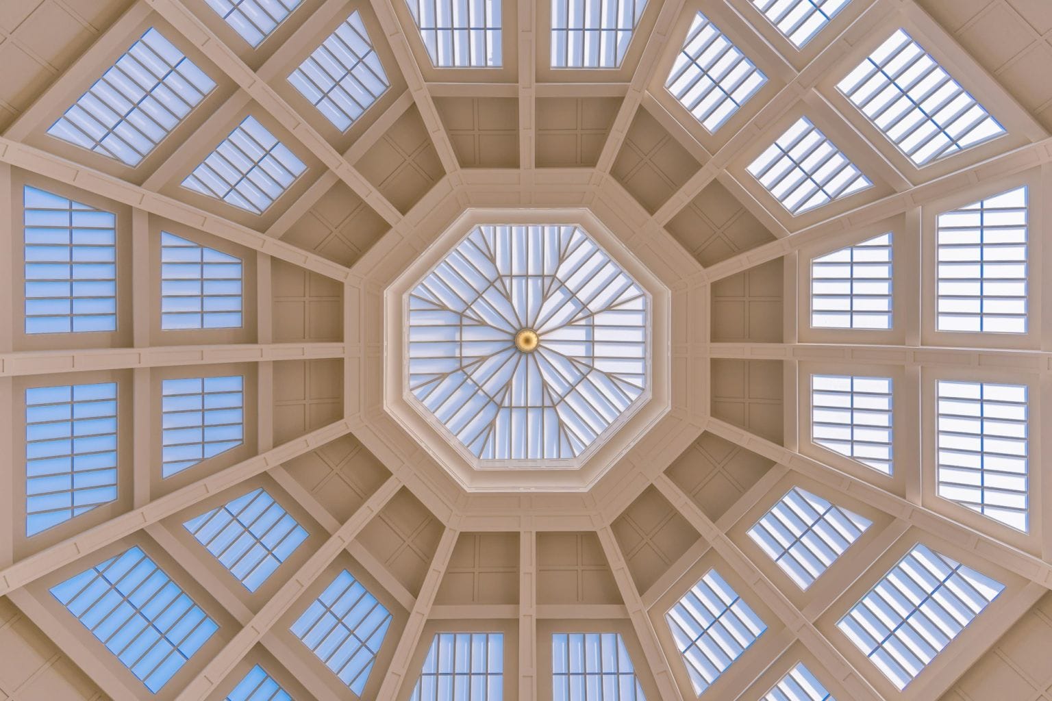 Looking up into the octagonal dome of the La Trobe Reading Room at State Library Victoria, Melbourne