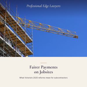 Scaffolding and a tower crane against a blue sky on a building site, with the article title: Fairer Payments on Jobsites